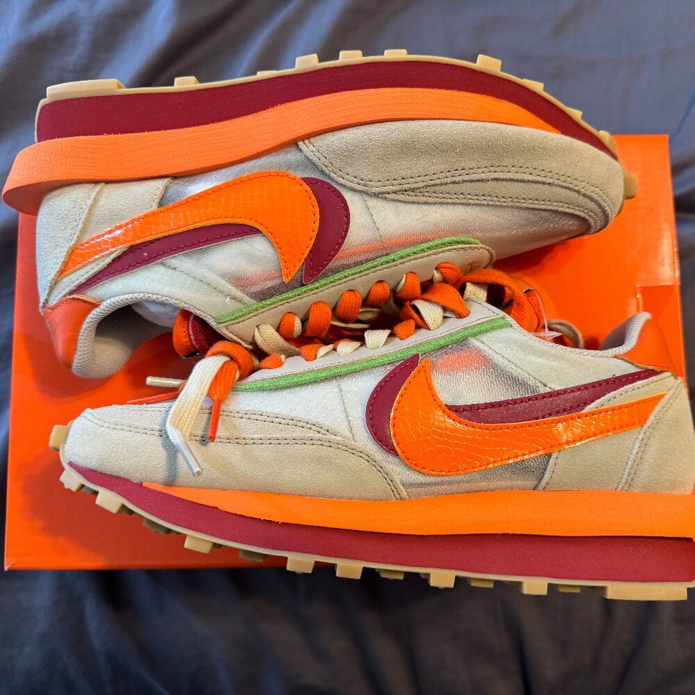 Nike x sacai x CLOT LDWaffle "Net Orange Blaze" sneakers